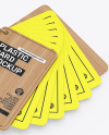 Plastic Cards Stack w/ Wooden Tag Mockup