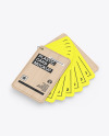 Plastic Cards Stack w/ Wooden Tag Mockup