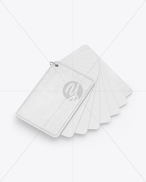 Plastic Cards Stack w/ Leather Tag Mockup