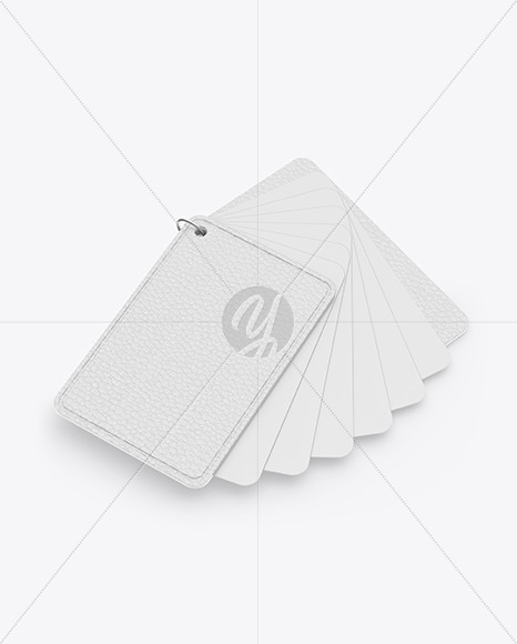 Plastic Cards Stack w/ Leather Tag Mockup