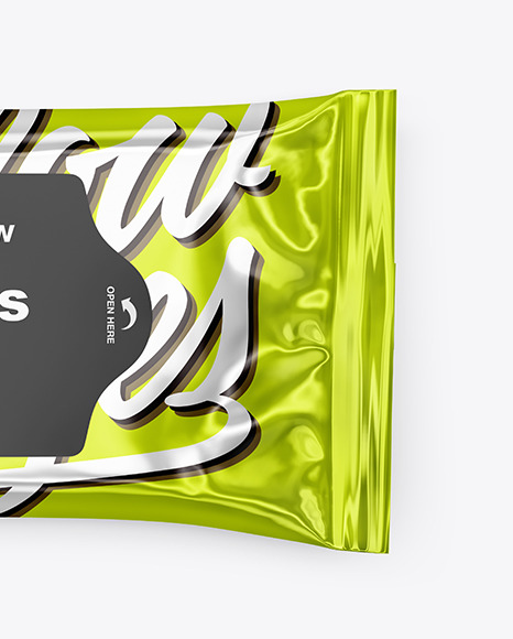 Glossy Metallic Wet Wipes Mockup