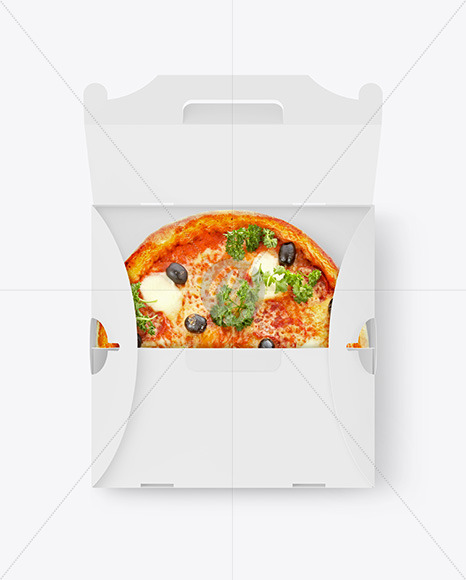 Opened Cardboard Box w/ Pizza Mockup