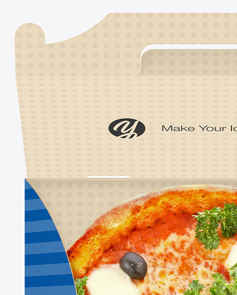 Opened Cardboard Box w/ Pizza Mockup