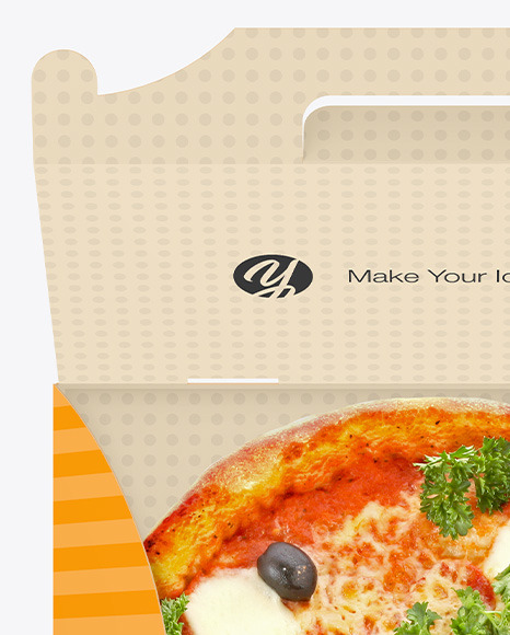 Opened Cardboard Box w/ Pizza Mockup