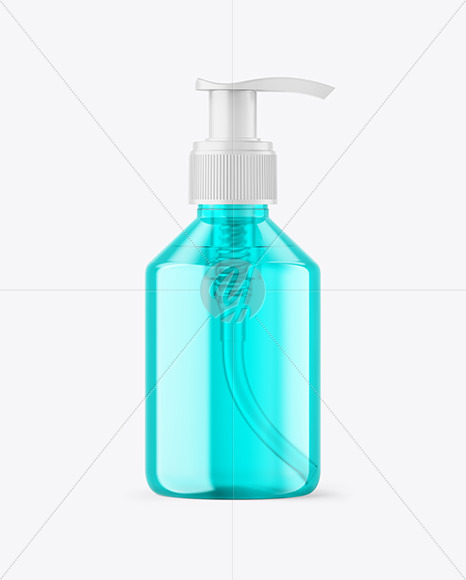 Color Plastic Cosmetic Bottle with Pump Mockup