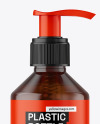 Amber Cosmetic Bottle with Pump Mockup