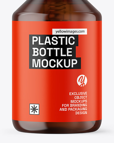 Amber Cosmetic Bottle with Pump Mockup