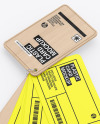 Plastic Cards Stack w/ Wooden Tag Mockup