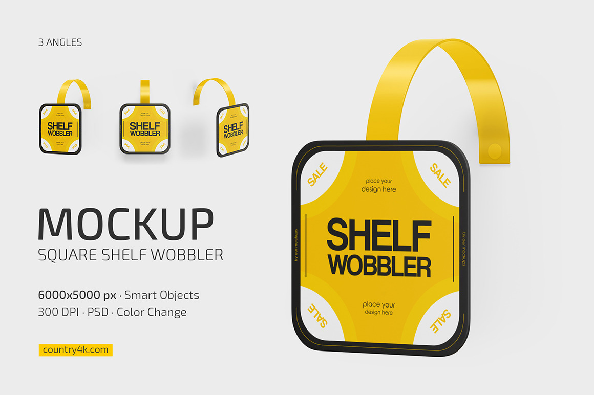 Square Shelf Wobbler Mockup Set