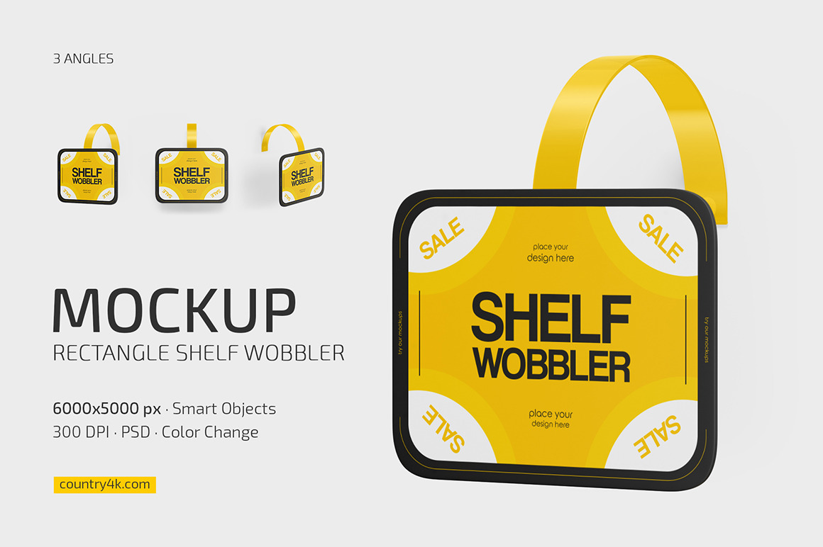 Rectangle Shelf Wobbler Mockup Set Rectangle Shelf Wobbler Mockup Set