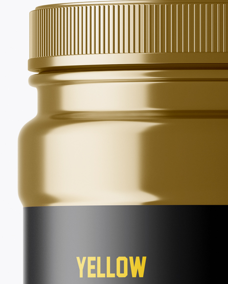 Metallic Protein Jar With Paper Label Mockup