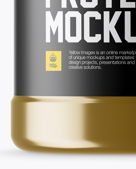 Metallic Protein Jar With Paper Label Mockup