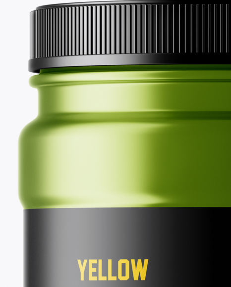 Matte Metallic Protein Jar With Paper Label Mockup Matte Metallic Protein Jar With Paper Label Mockup