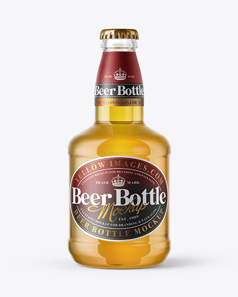 330ml Clear Glass Lager Beer Bottle with Foil Mockup - Free Download