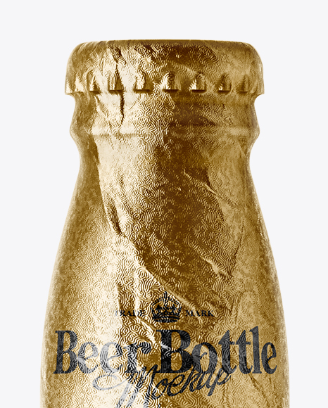 330ml Clear Glass Lager Beer Bottle with Foil Mockup