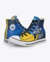 2 High-Top Canvas Sneakers Mockup - Half Side View