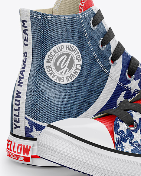 2 High-Top Canvas Sneakers Mockup - Half Side View