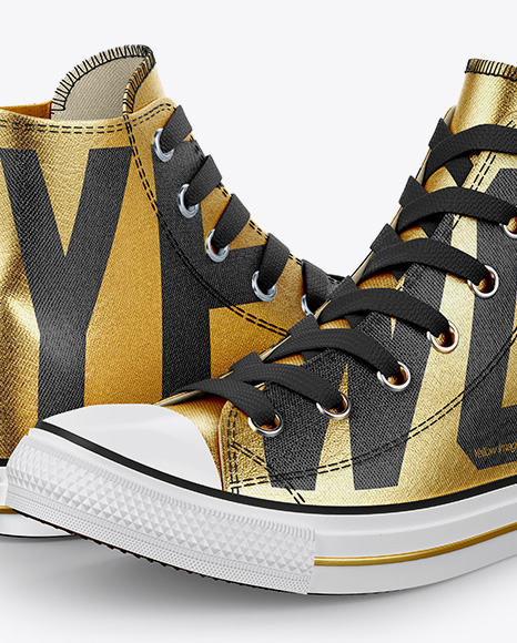 2 High-Top Canvas Sneakers Mockup - Half Side View