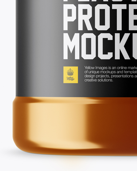 Metallic Protein Jar With Paper Label Mockup