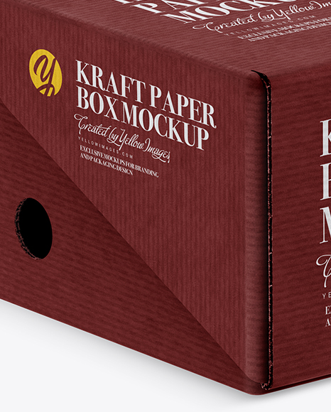 Matte Kraft Box Mockup - Half Side View (High-Angle Shot)