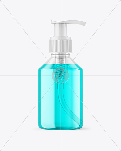 Color Liquid Cosmetic Bottle with Pump Mockup