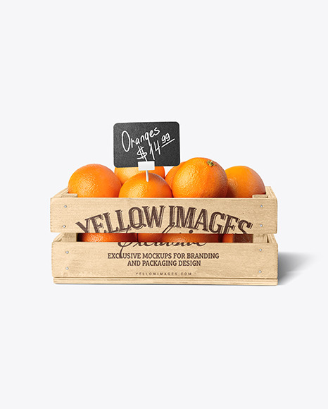 Crate With Oranges & Price Tag Mockup