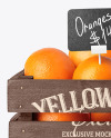 Crate With Oranges & Price Tag Mockup