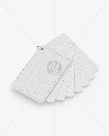 Kraft Cards Stack w/ Leather Tag Mockup