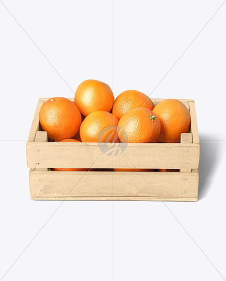 Crate With Oranges Mockup