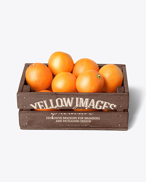 Crate With Oranges Mockup