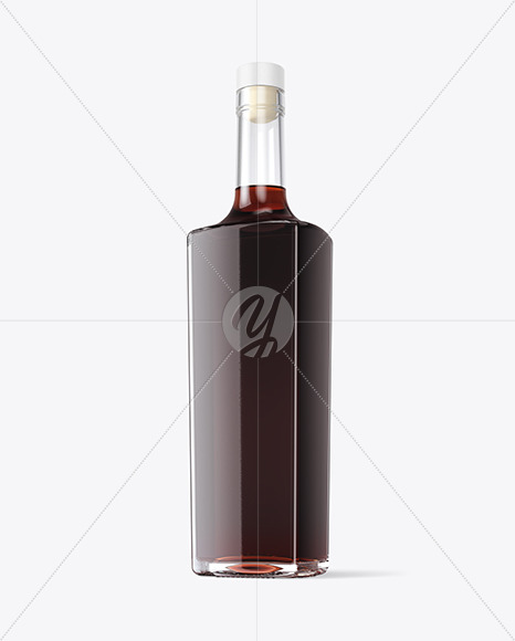 Clear Glass Black Rum Bottle Mockup