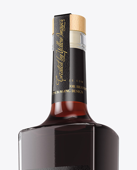 Clear Glass Black Rum Bottle Mockup