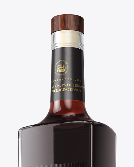 Clear Glass Black Rum Bottle Mockup