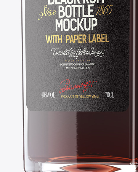 Clear Glass Black Rum Bottle Mockup