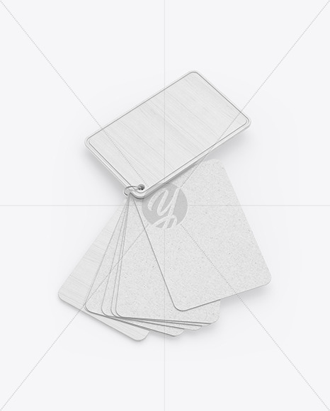 Kraft Cards Stack w/ Wooden Tag Mockup