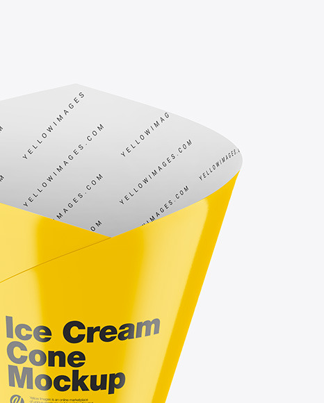 Glossy Ice Cream Cone Mockup