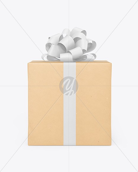 Kraft Gift Box with Matte Bow Mockup