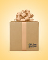 Kraft Gift Box with Matte Metallic Bow Mockup