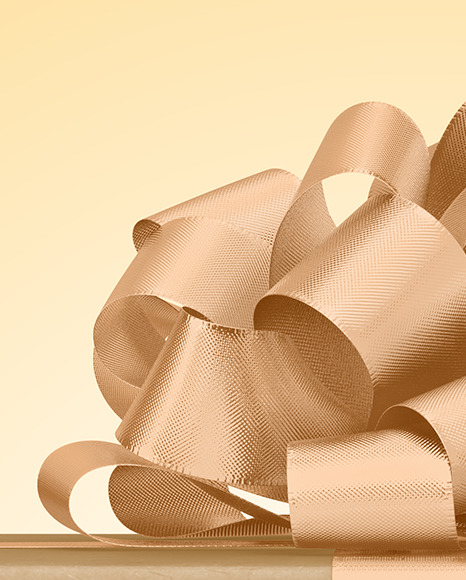 Kraft Gift Box with Matte Metallic Bow Mockup