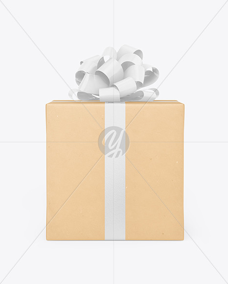 Kraft Gift Box with Glossy Bow Mockup