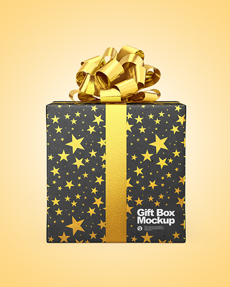 Kraft Gift Box with Glossy Bow Mockup