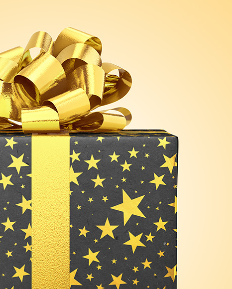 Kraft Gift Box with Glossy Bow Mockup