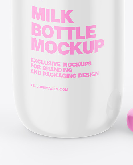 Glossy Plastic Milk Bottle Mockup