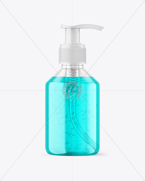 Color Liquid Cosmetic Bottle with Pump Mockup