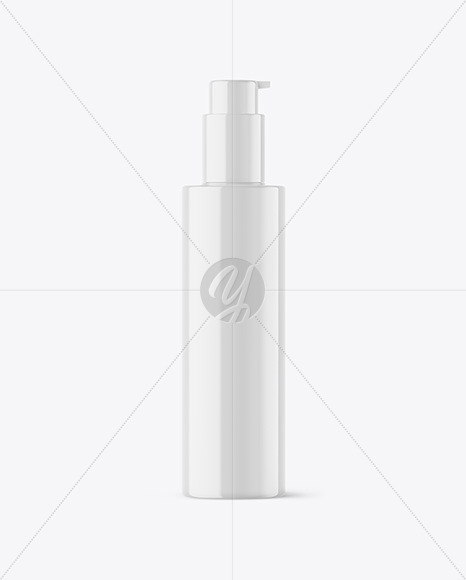 Glossy Cosmetic Bottle with Pump Mockup