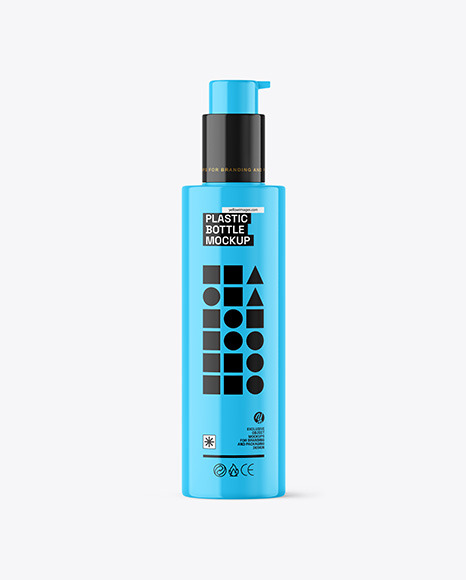 Glossy Cosmetic Bottle with Pump Mockup