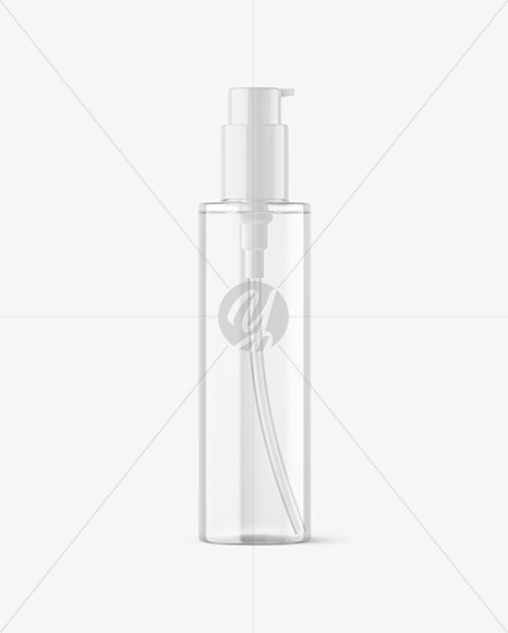 Clear Cosmetic Bottle with Pump Mockup