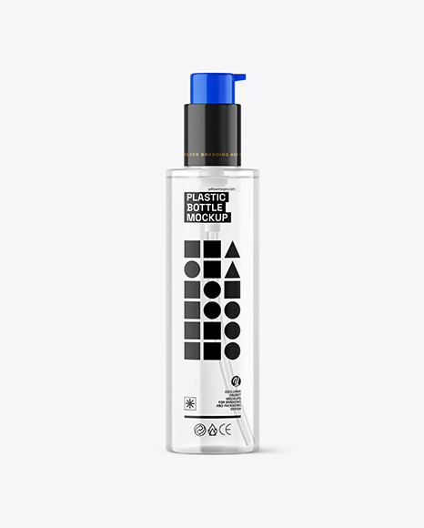 Clear Cosmetic Bottle with Pump Mockup