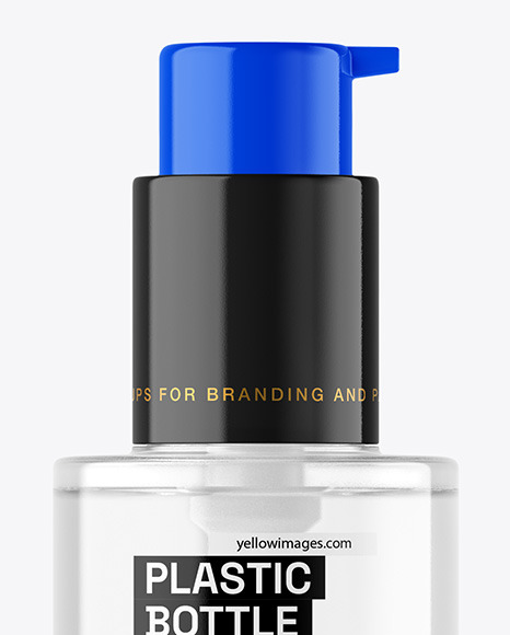 Clear Cosmetic Bottle with Pump Mockup