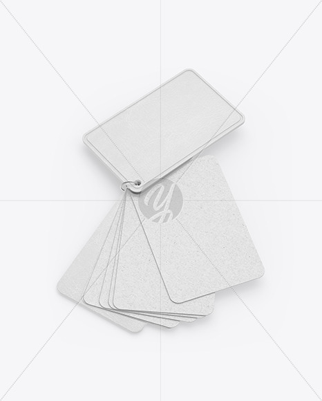 Kraft Cards Stack w/ Leather Tag Mockup